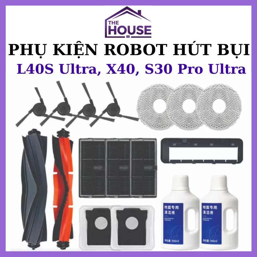Phụ kiện Robot hút bụi Mi Dreame L40S Ultra, X40, S30 Pro Ultra, Lọc hepa , Khăn, Chổi giữa, Chổi cạ