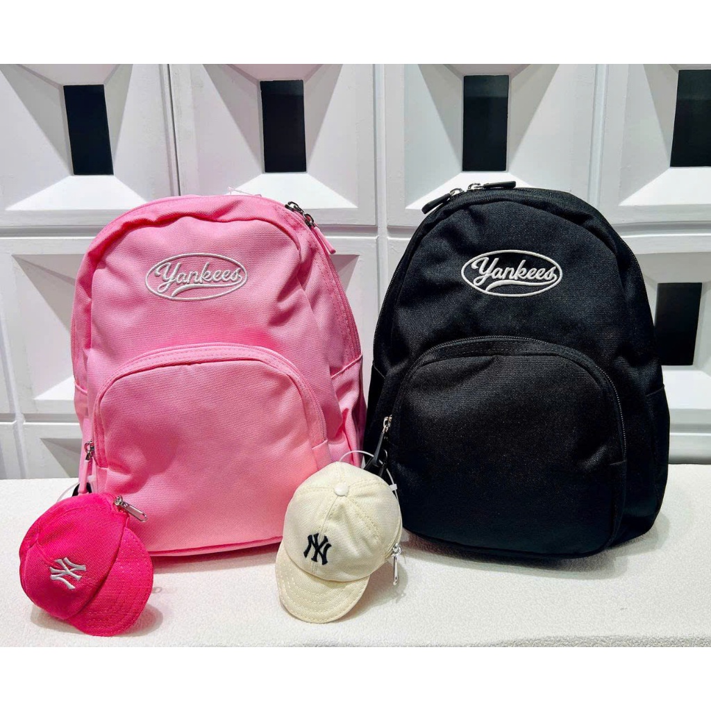 Balo MLB Chính Hãng Full Box Tag MLB Monogram Mini Backpack New York Yankees 7ABKB0C5N Màu Hồng / Đe