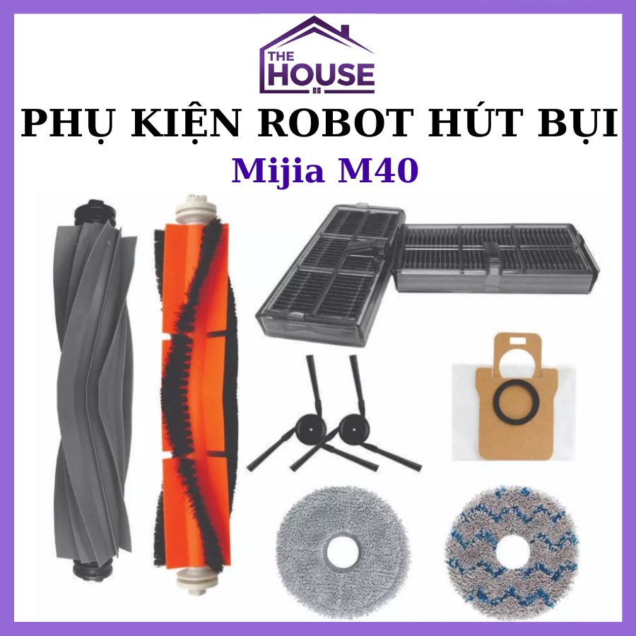 Phụ kiện Robot hút bụi Mijia M40 , Lọc hepa , Khăn, Chổi giữa, Chổi cạnh, Túi rác