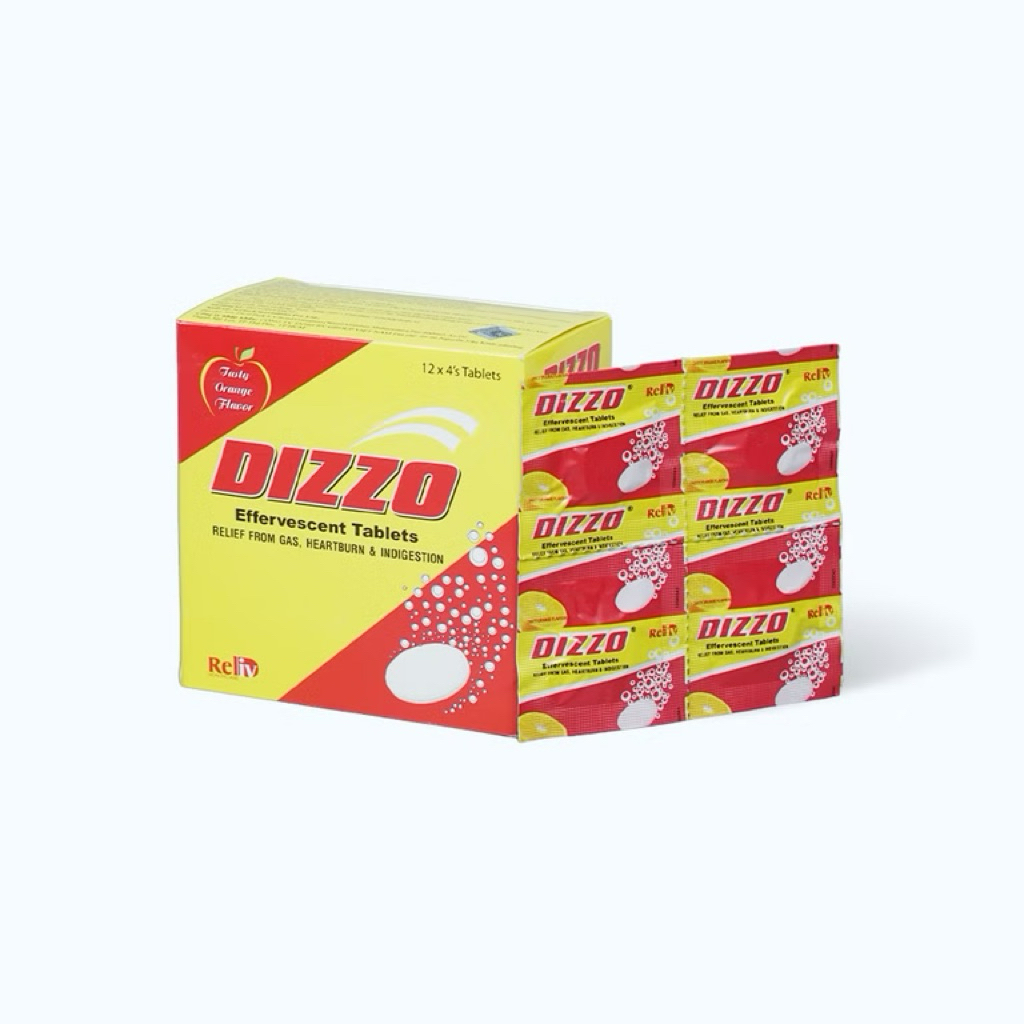 [Chính Hãng KDS]  Viên sủi Dizzo hỗ trợ giảm đầy hơi, khó tiêu và ợ chua (Hộp 12 vỉ x 4 viên)