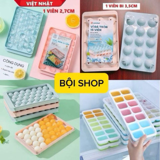  BỘI SHOP KHAY ĐÁ TRÒN 33 VIÊN BI KHUÔN LÀM ĐÁ CÓ NẮP ĐẬY LÀM THẠCH CHEESE BALL NHỰA DẺO HÌNH VIÊN BI TRÒN 