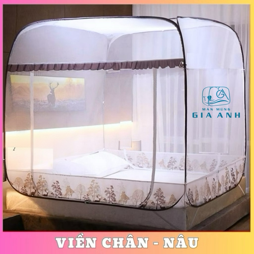 Màn chụp tự bung đỉnh vuông GIA ANH - Mùng chụp tự bung người lớn gấp gọn tiện dụng 1m6 1m8 2m cao c