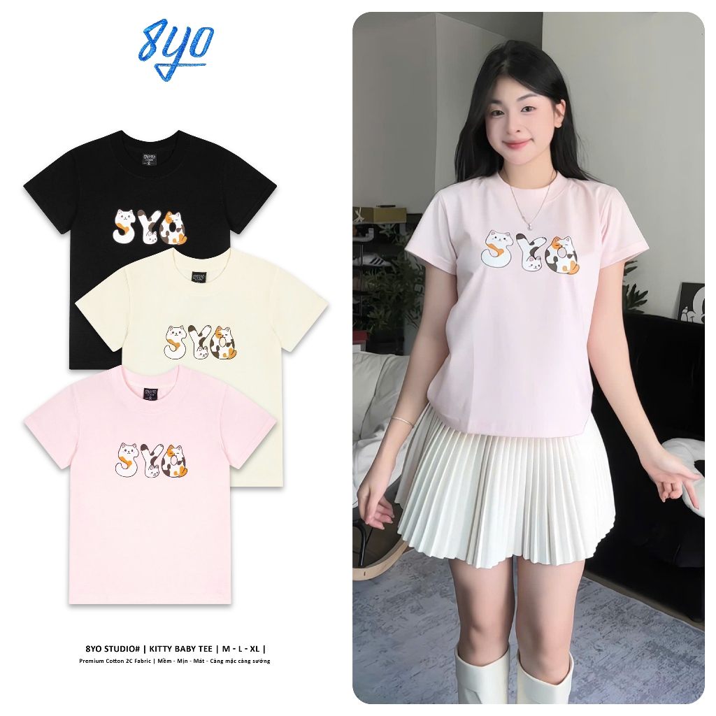 Áo Baby Tee 8YO KITTY Cotton Mềm Mịn Mát - Áo Baby Tee Local Brand Chính Hãng | BigBuy360 - bigbuy360.vn