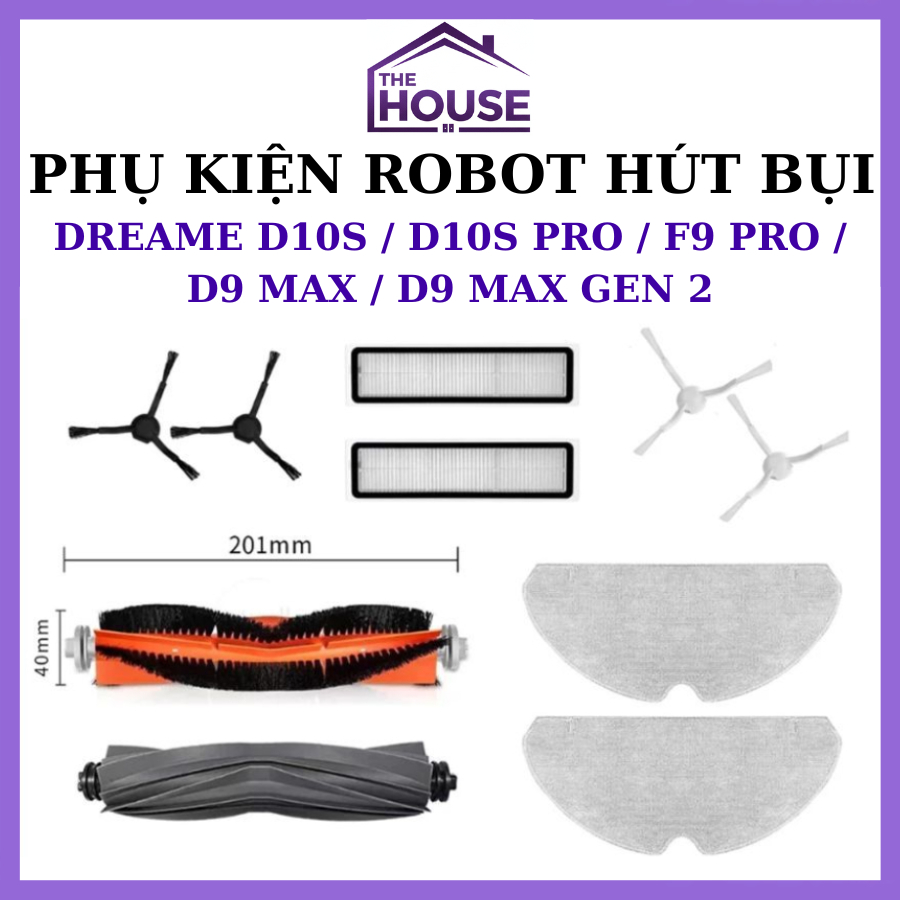 Phụ Kiện Robot Dreame D10s / D10s Pro / F9 Pro / D9 Max / D9 Max Gen 2 | Chổi Chính - Chổi Cạnh - Lọ