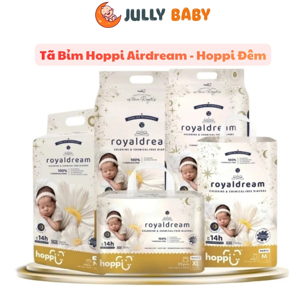 Tã Bỉm Hoppi Airdream - Hoppi Đêm Siêu Mỏng Nhẹ, Giúp Bé Ngủ Ngon Hơn Đủ Size Từ NB đến XXL