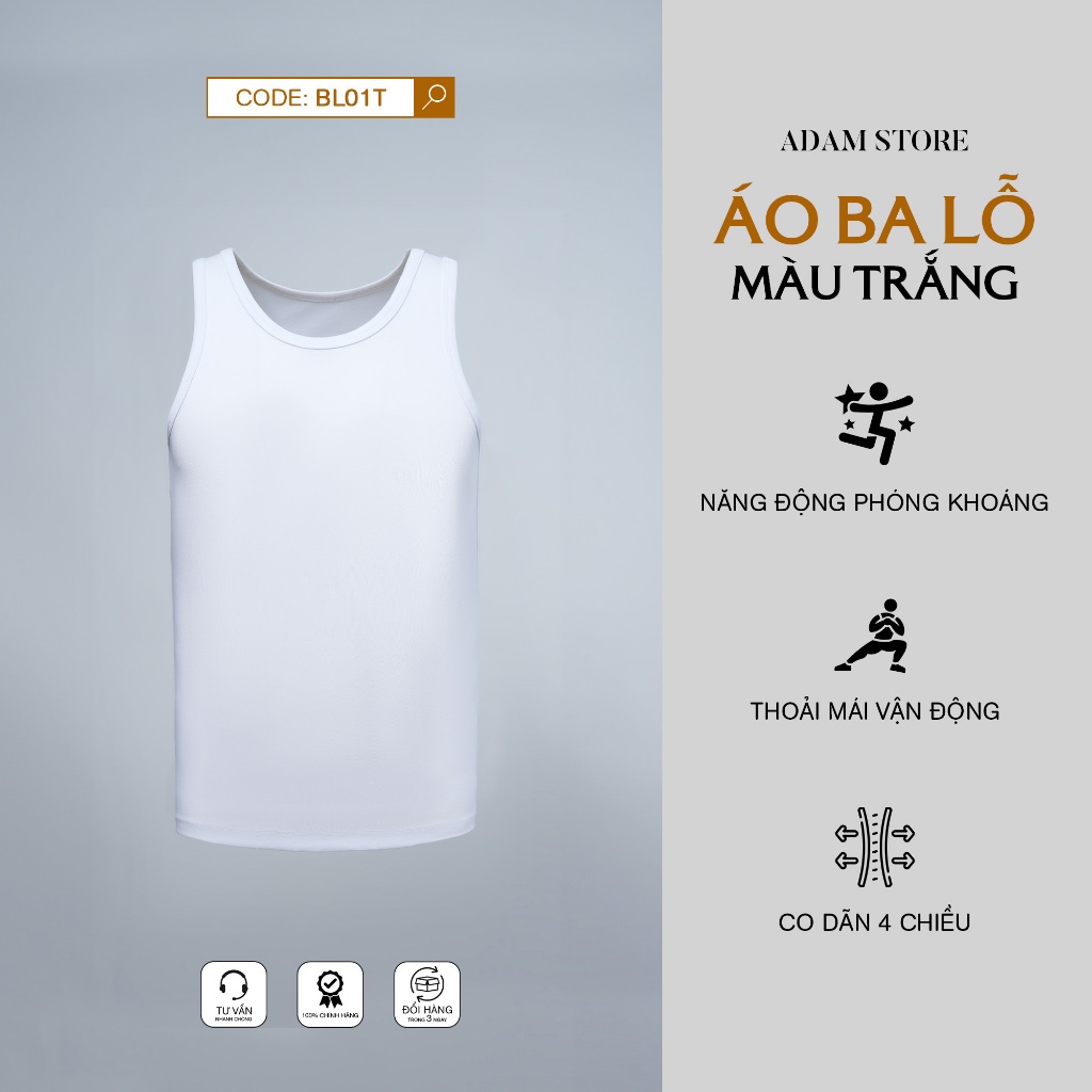 ÁO BA LỖ NAM ADAM STORE MÀU TRẮNG BL01T