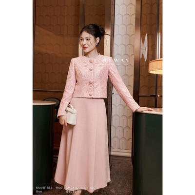 Set Vest Nữ Chân Váy Mùa Dông MY WAY Vân Ren Sang Trọng 6MVB1182 - 6MCXB2257 - HO0