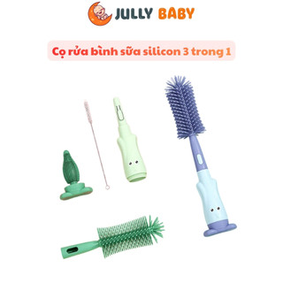 Cọ rửa bình sữa silicon 3 trong 1 tay cầm xoay 360 độ mẫu gấp gọn cán hình tai thỏ gấu