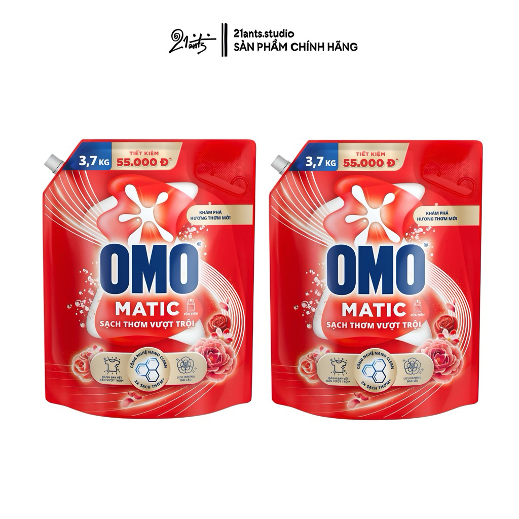COMBO 2 TÚI NƯỚC GIẶT OMO MATIC SẠCH THƠM VƯỢT TRỘI TÚI 3.7KG || OMO NƯỚC || NƯỚC GIẶT CỬA TRÊN || O