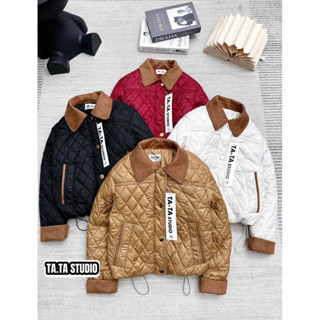  E73 - Áo phao trám cổ da lộn | Áo khoác nữ phong cách tiểu thư trẻ trung 