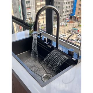 Chậu Rửa Bát Thông Minh 5 Phím Đàn. Đèn LED - Hiển Thị Nhiệt Độ. INOX 304. KT: 80x46
