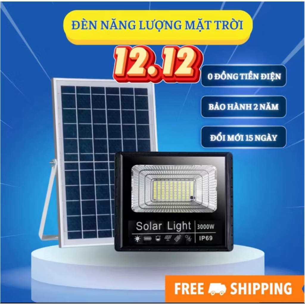[Bảo Hành 12 Tháng] Đèn Năng Lượng Mặt Trời 1500W IP68 Chính Hãng Tiết Kiệm Điện 100% Anh Sáng Trắng