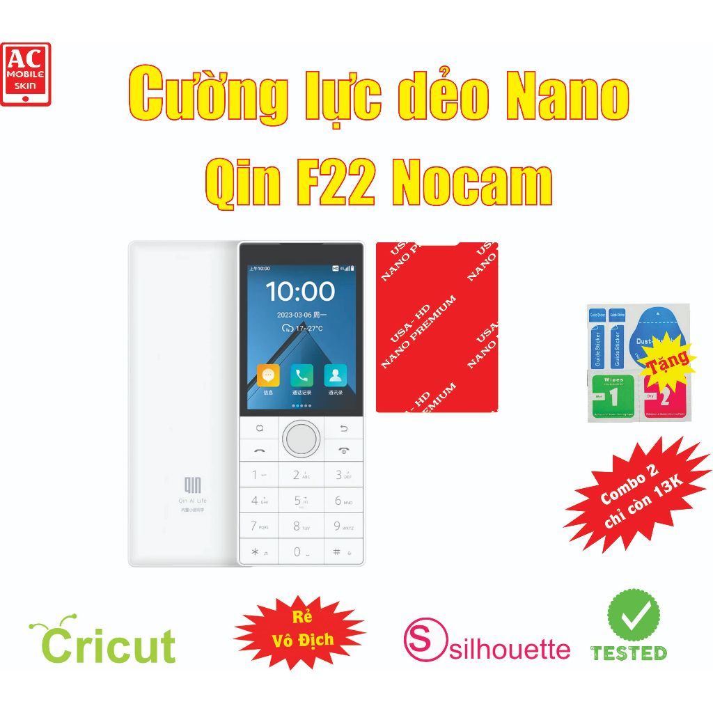 Cường lực dẻo bảo vệ màn hình điện thoại Qin F22 Nocam