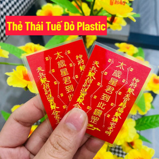 SET 5 , 10 Lá Thẻ Thái Tuế 2026 Giấy Đỏ Ép Nhựa Plastics Hóa Phạm Thái Tuế TÝ - SỬU - MÃO - NGỌ - DẬU bình an may mắn