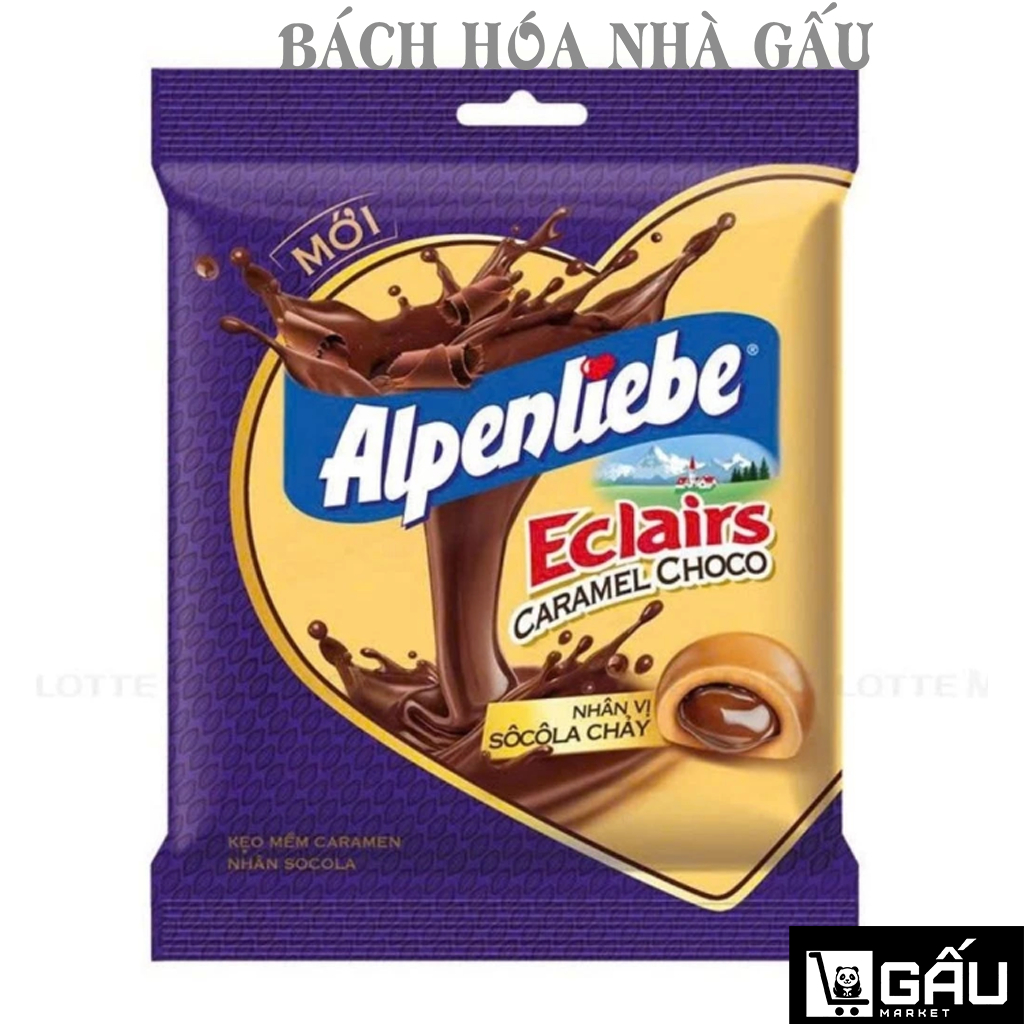 Kẹo mềm Alpenliebe Eclairs Hương Caramel Nhân Socola Chảy gói trọng lượng 63.75gr