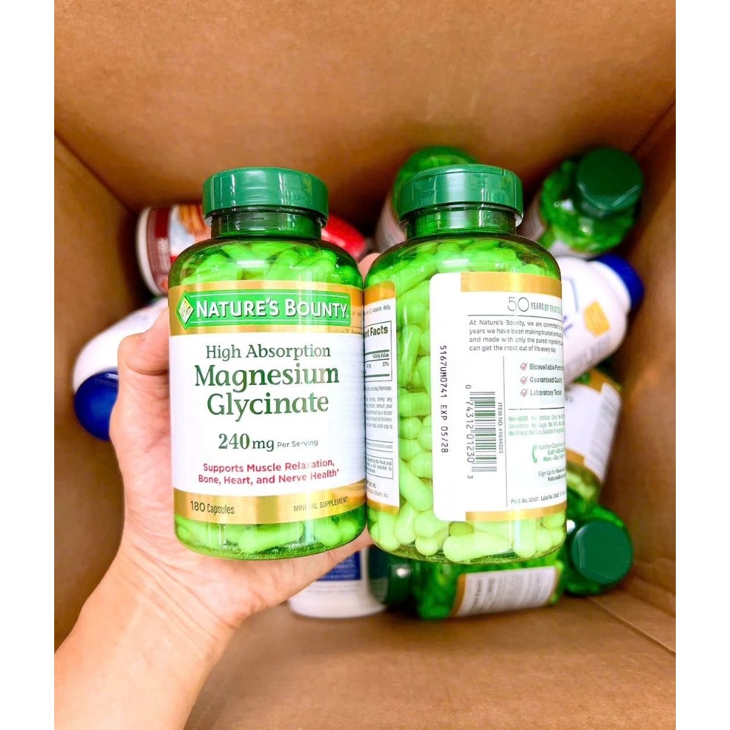 VIÊN UỐNG NATURE’S BOUNTY MAGNESIUM GLYCINATE 180 viên Mỹ.