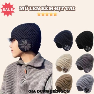  M158 Mũ Len Trùm Đầu Nam Nữ Có Bịt Tai Họa Tiết Bông Tuyết Giữ Ấm Cực Tốt Mùa Đông 