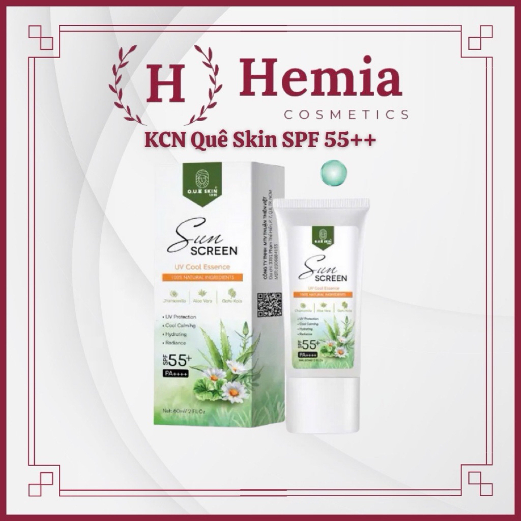 Kem chống nắng Quê Skin  SPF55+ & dưỡng da Phù hợp Tất Cả Loại da Cả mụn và khô nhờn