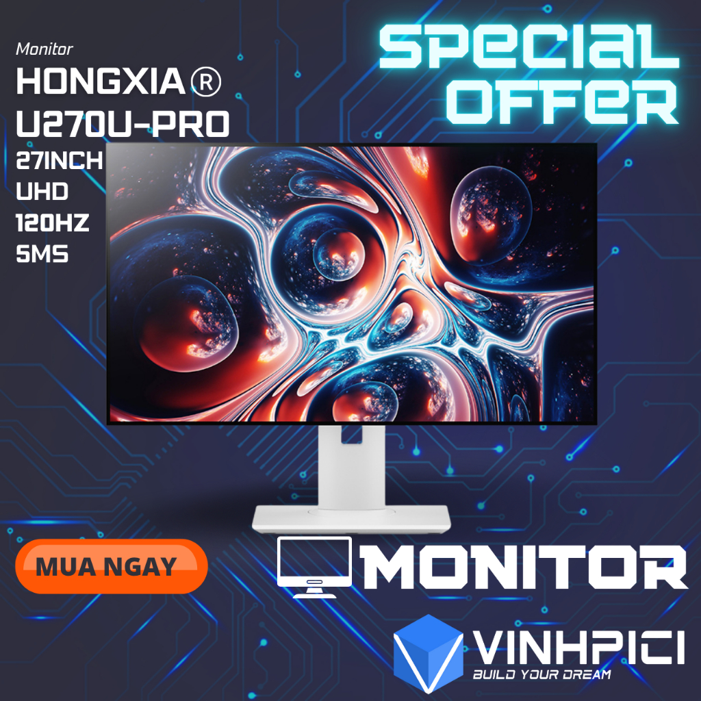 Màn hình Đồ hoạ HONGXIA U270U-Pro (27inch/UHD/IPS/120Hz/5ms) chung Panel U2725QE