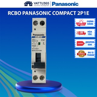 RCBO Panasonic 1 Tép 2P1E 6A-32A Chính hãng | Bảo vệ quá tải, ngắn/chập mạch và chống rò/giật điện