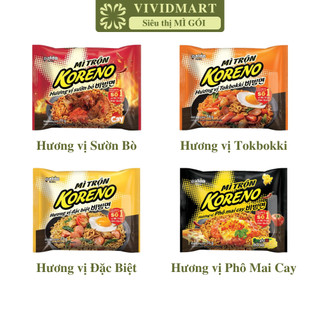   GÓI LẺ  - PALDO - Mì trộn Koreno 4 vị: Tokbokki Sườn bò Đặc biệt Phô mai cay Mì Koreno trộn Hàn Quốc  73-79g gói  