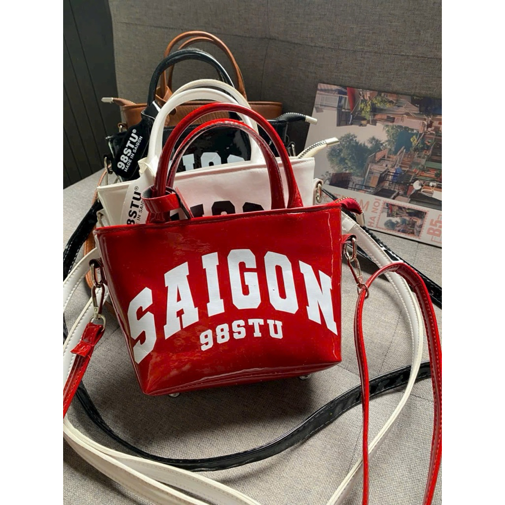 Túi xách cầm tay đeo chéo nữ mini SAIGON 98STU da bóng LC11