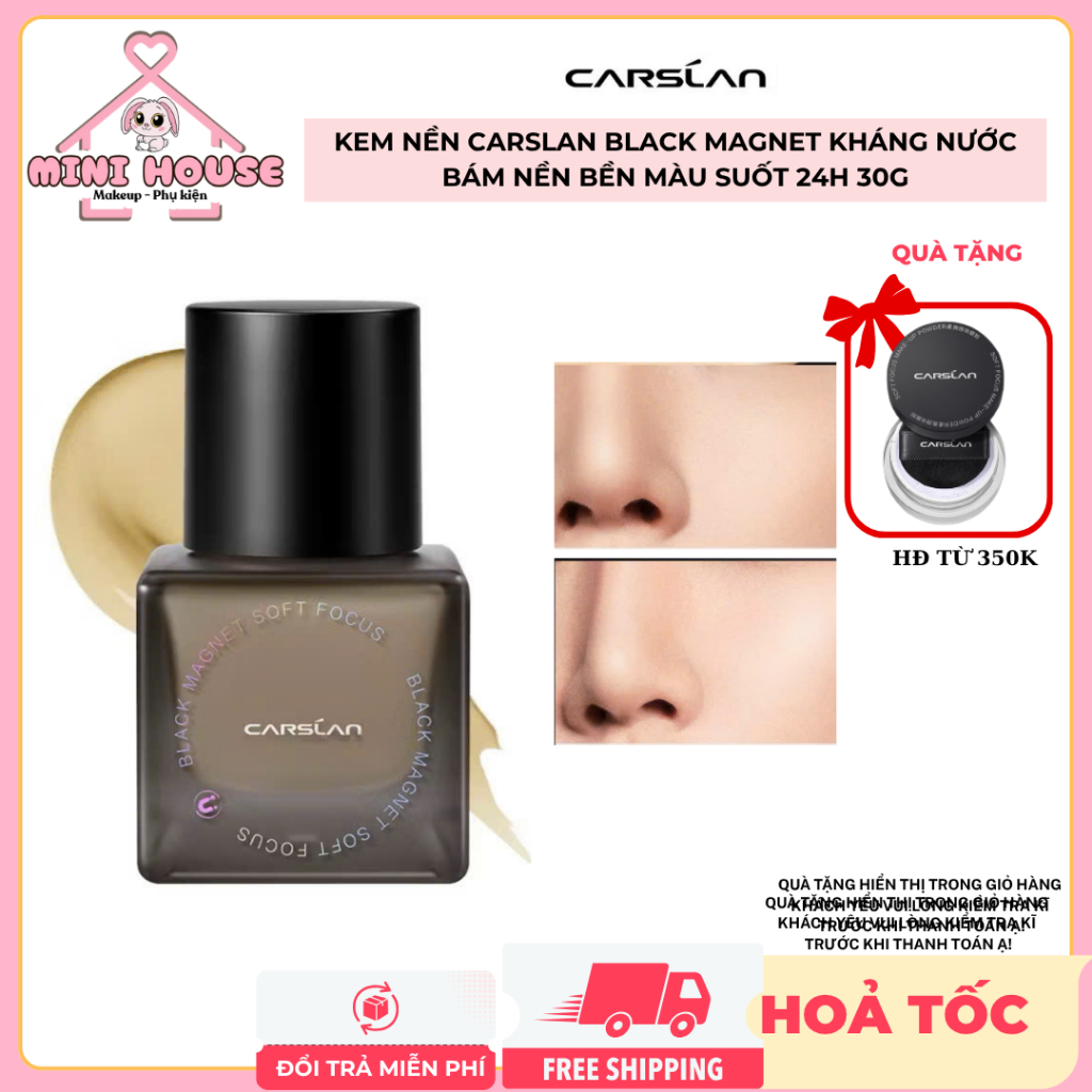 Carslan Kem nền Black Magnet Kháng nước Bám nền Bền màu suốt 24H 30g | Minihouse
