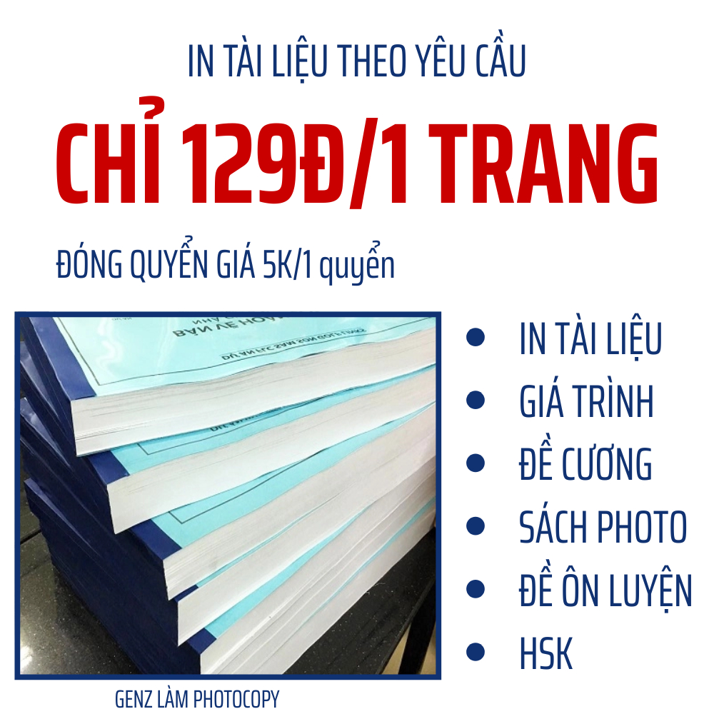 [MIỄN PHÍ SHIP] IN TÀI LIỆU THEO YÊU CẦU - IN MÀU TÀI LIỆU Photo tài liệu pin màu tài liệu Yourlove