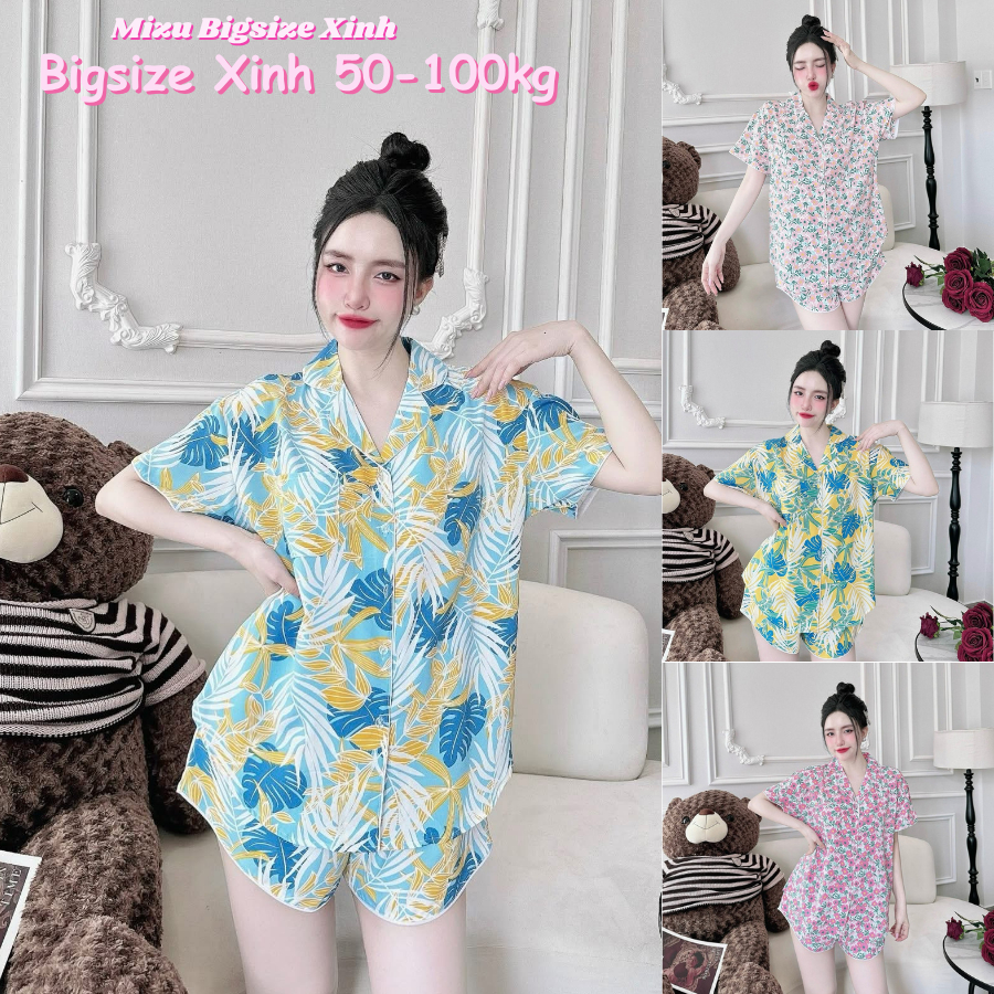 Đồ Bộ Bigsize, đồ ngủ bigsize, đồ mặc nhà bigsize Đùi Lụa 50-100kg Mềm Mát  Đồ MẶc Nhà Cho Nữ. Lady 