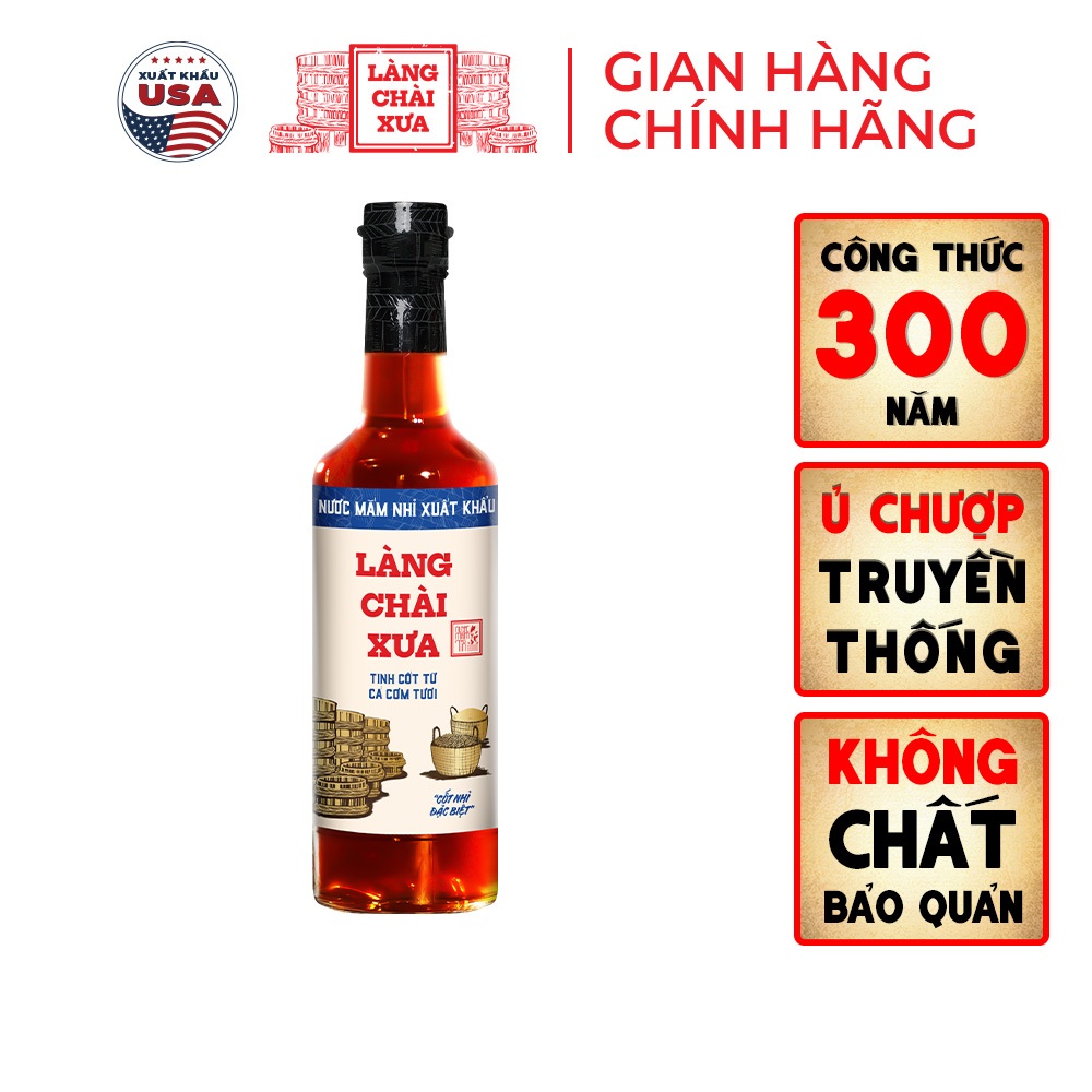 Nước Mắm Nhỉ Truyền Thống Làng Chài Xưa Xuất Khẩu Nhãn Xanh Chai Thủy Tinh 500ml Cốt Nhỉ Đặc Biệt Vị Dịu Nhẹ