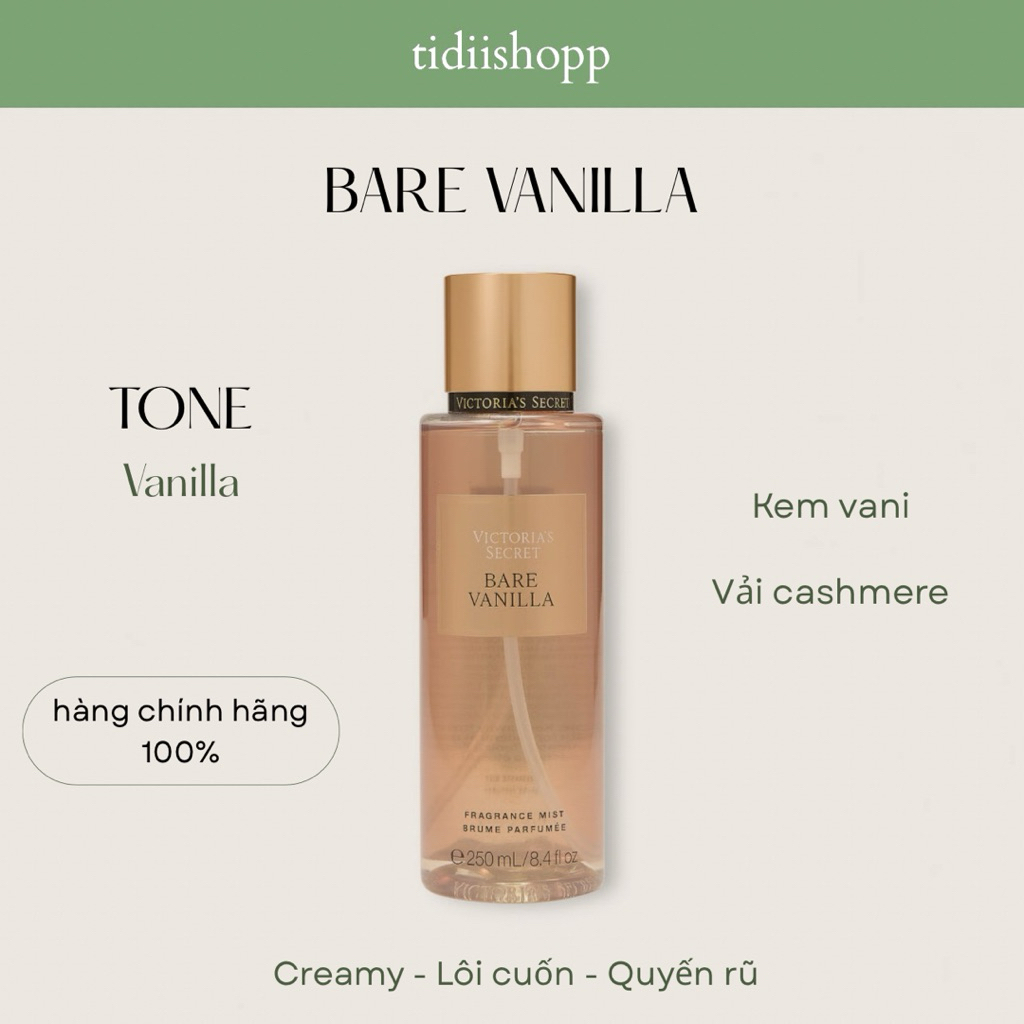[AUTH] BARE VANILLA BODYMIST - Xịt Thơm Toàn Thân Victoria's Secret | tidiishopp
