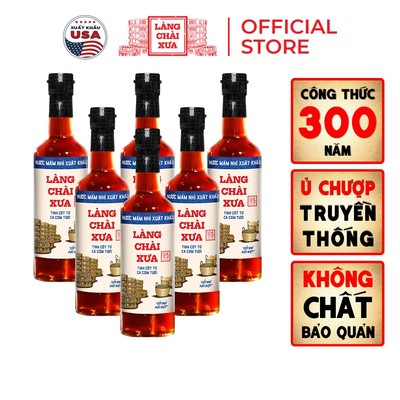 [Tặng Nước tương 125ml] Thùng 6 chai nước mắm nhỉ xuất khẩu Làng Chài Xưa nhãn xanh 500ml Vị Dịu Nhẹ