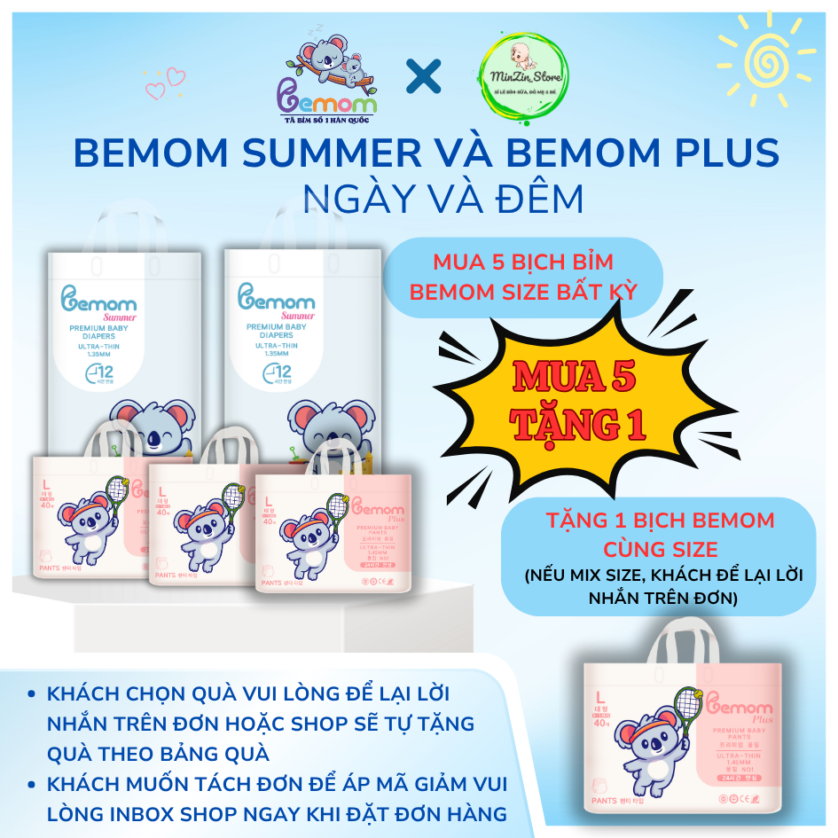 [MUA 5 TẶNG 1] BỈM BEMOM SUMMER/PLUS NỘI ĐỊA HÀN QUỐC NGÀY VÀ ĐÊM SIÊU MỎNG,THẤM HÚT TỐT CHO BÉ