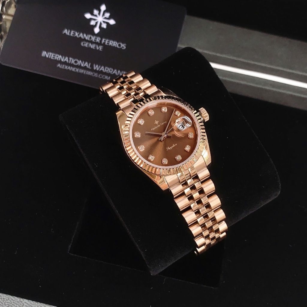 [Chính Hãng 100%] Đồng Hồ Nữ Alexander Ferros 8222R/08 (8222) Máy Quartz (Pin) Kính Sapphiare Mặt Si