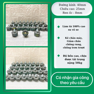 Cao su giảm chấn, chân đế cao su, cao su chống rung - 40 x 25 ren ốc 8