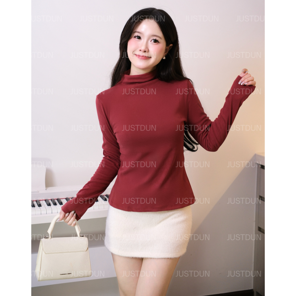 Áo Thun Ôm Body Nữ Giữ Nhiệt Tay Dài JUSTDUN G2 – Cổ Cao 3cm, Chất Nhung Mịn Dày Dặn, Co Giãn | BigBuy360 - bigbuy360.vn