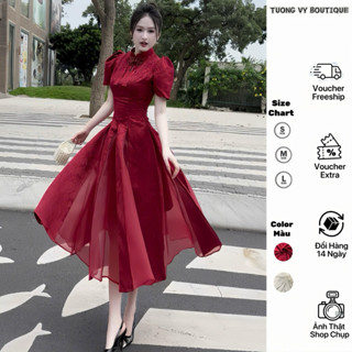  Váy SƯỜn XÁM Cách Tân Dự Tiệc Phong Cách Trung Hoa Dáng xoè Dài Phối Lưới Sang Trọng Nhẹ Nhàng Cho Nữ - TUONGVY005 