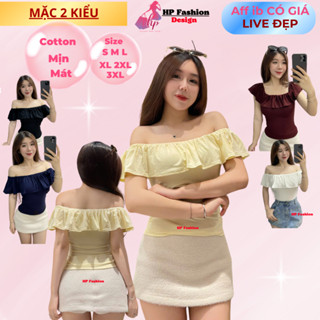  Áo thun body trễ lệch vai nhún 2 bên eo áo nữ kiểu nữ basic vải thun cotton borip trơn co giãn mùa hè HP46 