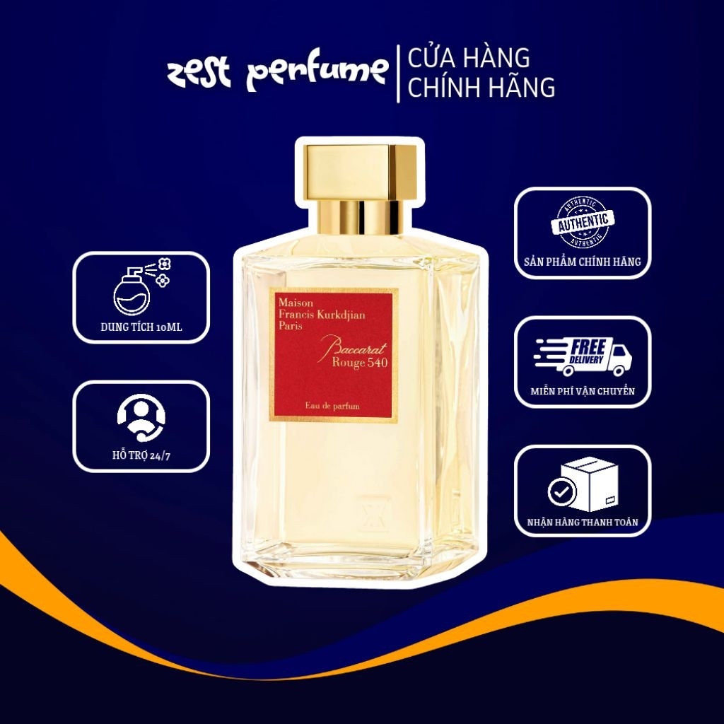 [Mẫu thử][10ml] Nước hoa Unisex Baccarat Rouge 540 Eau de Parfum EDP