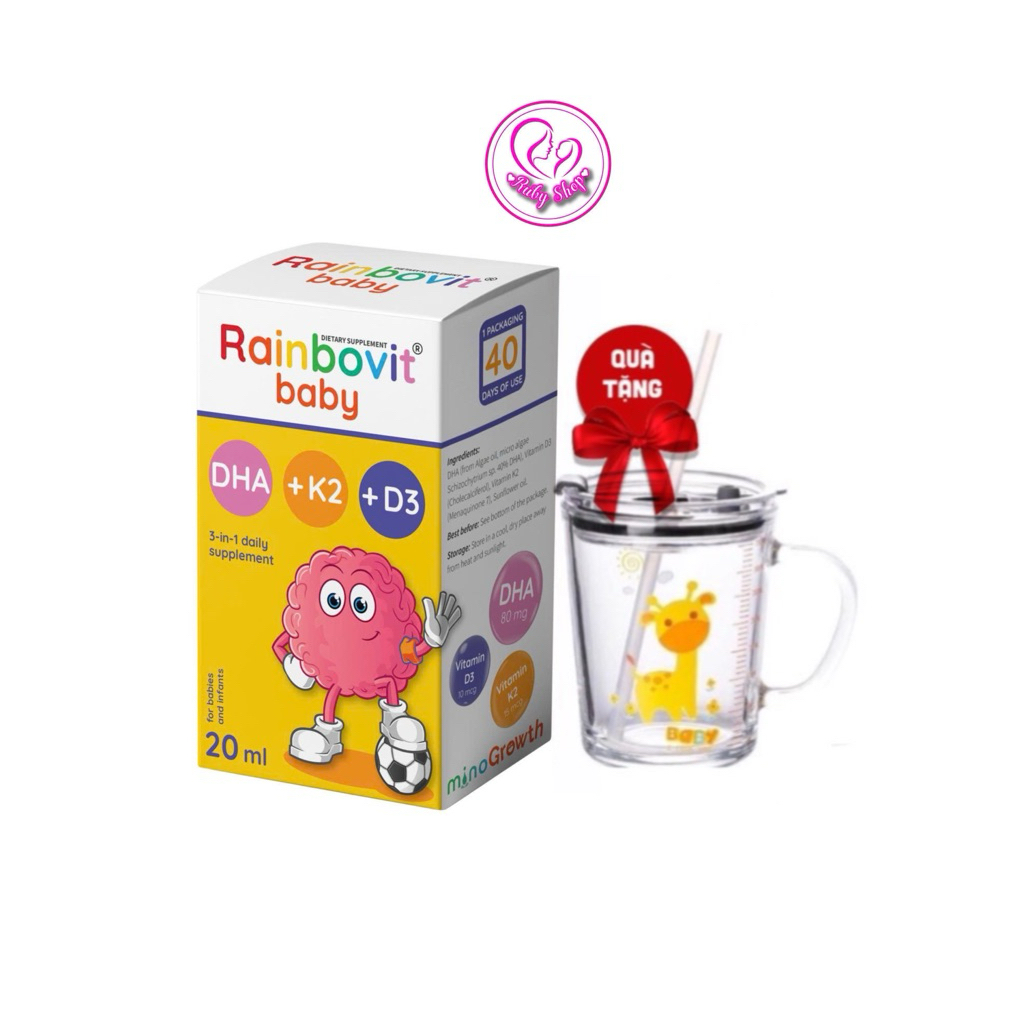 Vitamin DHA+ K2D3 Rainbovit baby chai 20ml hỗ trợ bé phát triển trí não và chiều cao