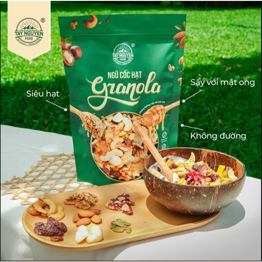 ✅[CHÍNH HÃNG Tây Nguyên Food]Ngũ cốc Granola sấy mật ong không đường 400g