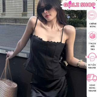  Áo Hai Dây Linen Nữ Thiết Kế Kiểu Quyến Rũ Tiểu THư Mùa Hè GirlZ Shop Áo Kiểu Nữ Phối Ren Ngực Sexy -KA533 
