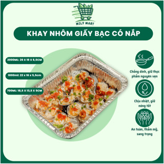   Combo 125c  Hộp Giấy Bạc Có Nắp Đựng Thực Phẩm Dùng 1 Lần - Khay Giấy Nhôm Giữ Nhiệt Tiện Lợi 