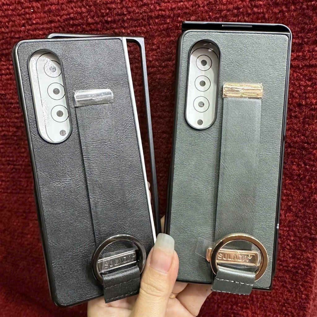 Case ốp lưng Samsung Z fold 4 / Zfold 4 kiểu da hàng công ty chất bao đẹp có dây đeo