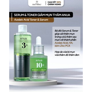  Toner & Serum giảm mụn giảm thâm ANUA AZELAIC ACID 10 HYALURON REDNESS SOOTHING SERUM -- AZELAIC ACID 3 CICA TONER 