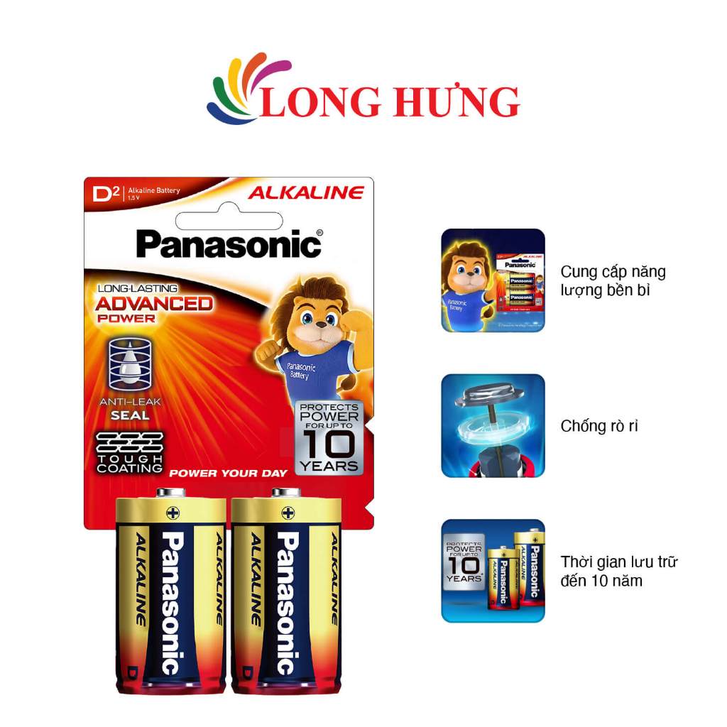 Pin kiềm Đại D Panasonic Alkaline 1.5V LR20T/2B (2 viên/10 viên) - Hàng chính hãng