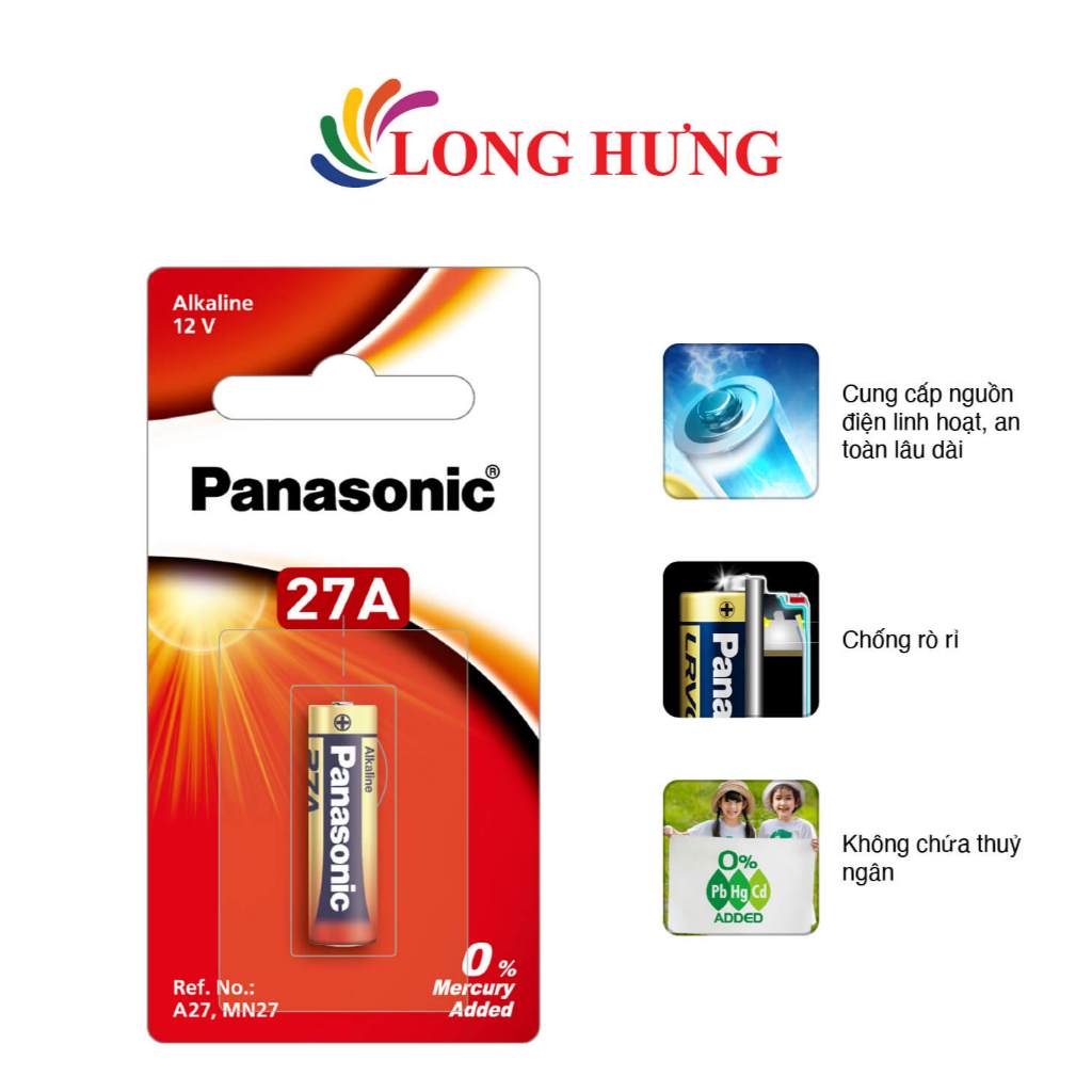 Pin kiềm Panasonic Alkaline 27A 12V LRV27A/1BPA (1 viên/5 viên) - Hàng chính hãng