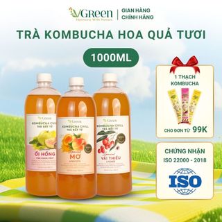   TẶNG THẠCH KOMBUCHA ĐƠN 99K  VKOMBUCHA CHILL - Trà kombucha hoa quả tươi  chai 1000ml  