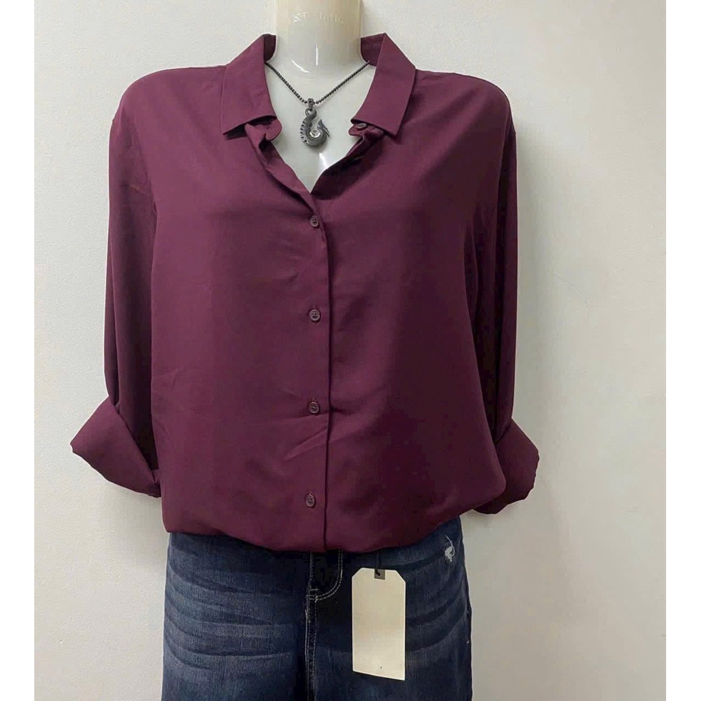 [HÀNG USA ] ÁO SƠMI UNIQLO RAYON CÀI NÚT-TAY DÀI CHO NỮ