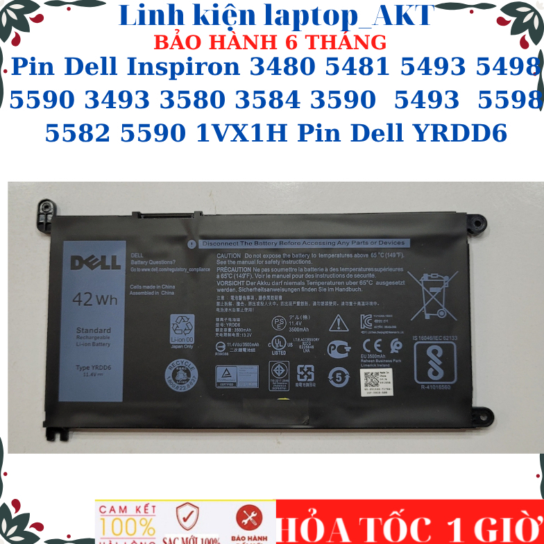 Pin Dell Inspiron 3480 5481 5493 5498 5590 3493 3501 3580 3584 3590 5493 5598 5582 5590 P89G P89G005